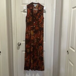 Tropical Print Button-Down Dress